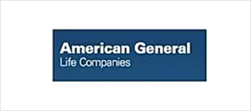 A blue and white logo of american general life companies.