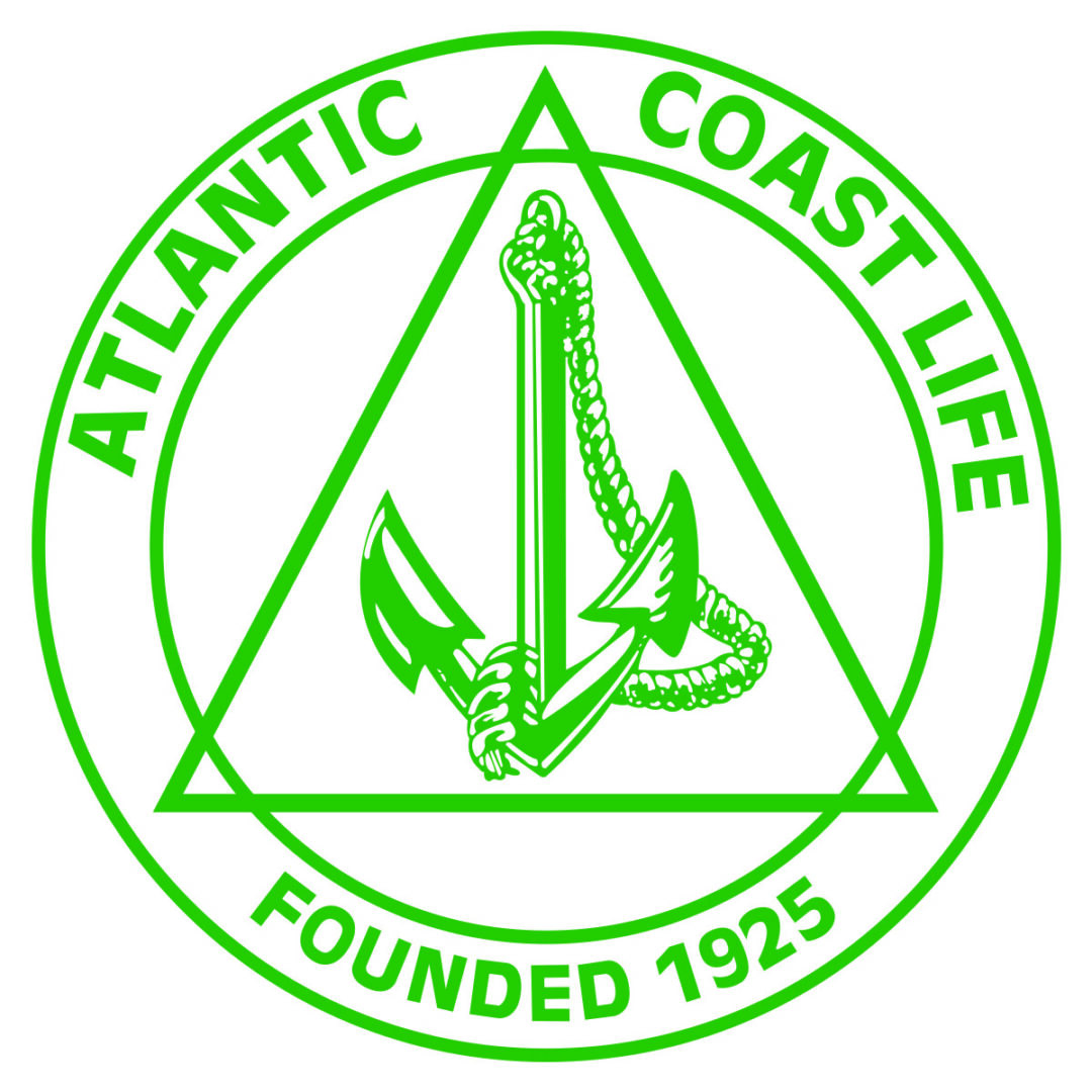 A green seal with an anchor and triangle in the center.