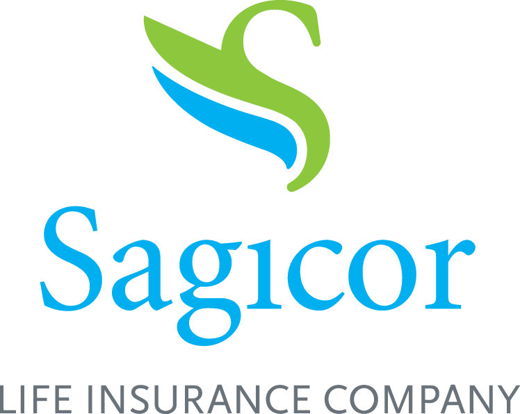 A green and blue logo for sagicor life insurance company.