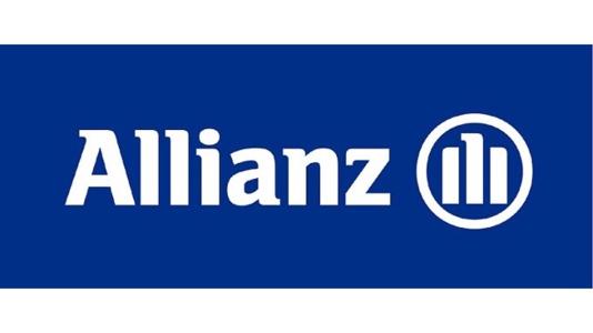 A blue and white logo of allianz