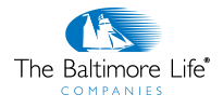 A blue and white logo of baltimore companies.